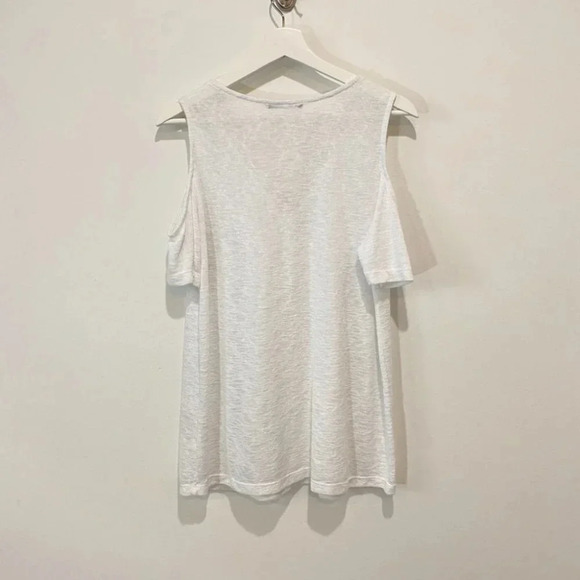 Gibson Sheer Cold-Shoulder Snow White Knit Tank Top Size M - Picture 3 of 16